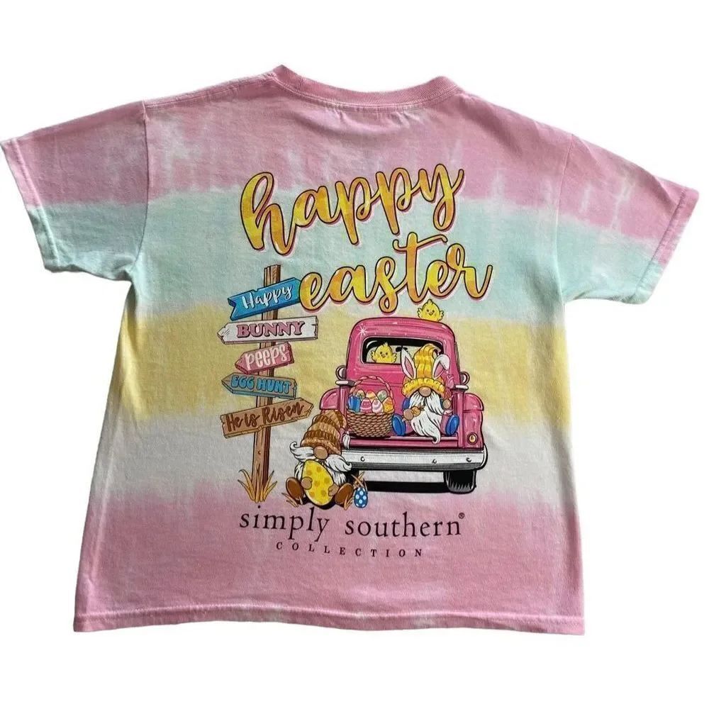 Simply Southern Big Girls MEDIUM Happy Easter Short Sleeve Top